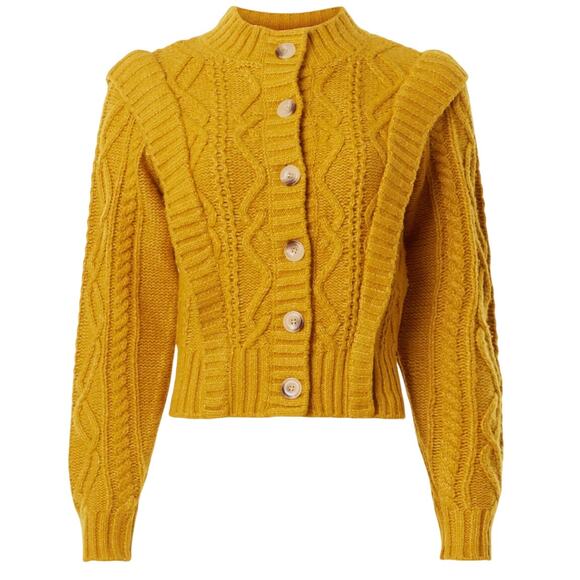 Central Park West Savannah Cardigan in Yellow, Size S - Picture 1 of 7